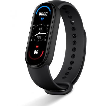 Xiaomi Bratara fitness Xiaomi Mi Band 6 Black, Ecran AMOLED 1.56-inch, Waterproof, Bluetooth 5.0, 14 zile autonomie, Senzor cardiac PPG, Senzor SpO2 masoara nivel oxigen in sange