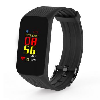 Bratara Fitness Techstar® K1 Negru, 0.66 inch OLED, Alerte, Social Media, Monitorizare Cardiaca, IP65, Bluetooth 4.0
