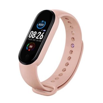 Bratara Fitness Techstar® M5, Ecran 1.14 inch inch TFT, Bluetooth 4.0, IP66, Tensiune, Puls, Oximetru, Alerta Sedentarism, Roz