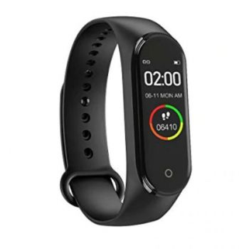 Bratara Smart Fitness M4, LED, Masurare Tensiune, Ritm Cardiac, Nivel Oxigen, Pedometru, Bluetooth,Negru