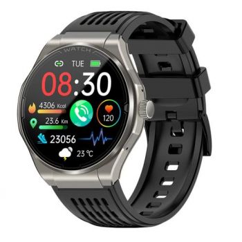 Ceas inteligent Smartwatch iSEN JA03, Ecran AMOLED HD 1.43inch, Glicemie, Apel Bluetooth, Apel SOS, Asistenta vocala, Nivel radiatii, EKG, Acid uric, Lipide sange, Masa (Argintiu) de firma original