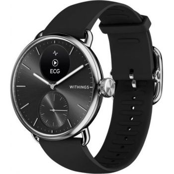 Ceas inteligent Smartwatch Withings Scanwatch 2, 38mm, Ecran OLED, Sticla Safir, Monitorizare Somn, Activitate, Temperatura, SpO2 (Argintiu/Negru) de firma original