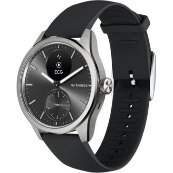Ceas inteligent Smartwatch Withings Scanwatch 2, 42mm, Ecran OLED, Sticla Safir, Monitorizare Somn, Activitate, Temperatura, SpO2 (Argintiu/Negru) de firma original