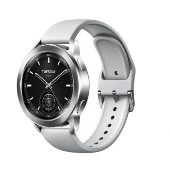 Ceas inteligent Smartwatch Xiaomi Watch S3, Ecran AMOLED 1.43inch, Dual GPS, Bluetooth, Waterproof 5 ATM (Argintiu) de firma original