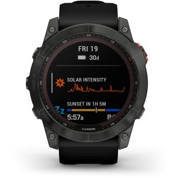 Ceas Smartwatch Garmin Fenix 7X Solar, 51 mm, Premium Multisports, Slate Gray/Black