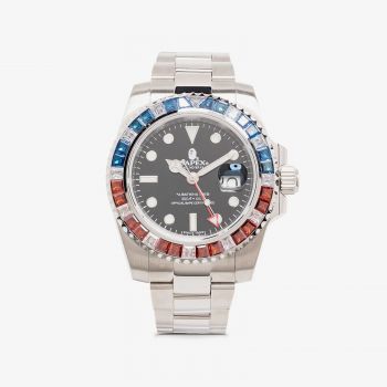 A BATHING APE Type 2 Bapex Crystal Stone Watches Blue/ Red