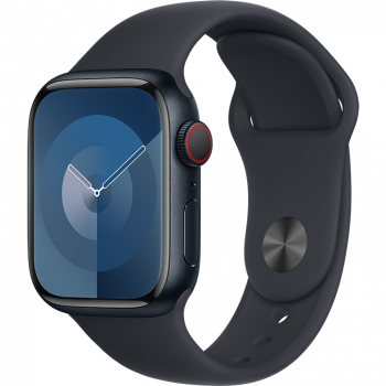 Apple Apple Watch 9, GPS, Cellular, Carcasa Midnight Aluminium 41mm, Midnight Sport Band - M/L la reducere