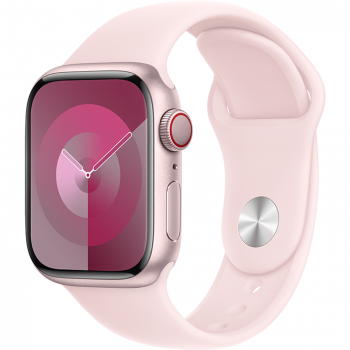Apple Apple Watch 9, GPS, Cellular, Carcasa Pink Aluminium 41mm, Light Pink Sport Band - M/L