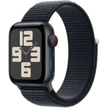 Apple Apple Watch SE (2023), GPS, Cellular, Carcasa Midnight Aluminium 40mm, Midnight Sport Loop la reducere