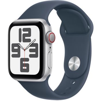 Apple Apple Watch SE (2023), GPS, Cellular, Carcasa Silver Aluminium 40mm, Storm Blue Sport Band - S/M