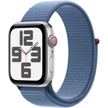Apple Apple Watch SE (2023), GPS, Cellular, Carcasa Silver Aluminium 40mm, Winter Blue Sport Loop la reducere