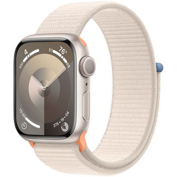 Apple Smartwatch Apple Watch 9 GPS, 45mm Starlight Aluminium Case, Starlight Sport Loop de firma original