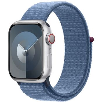 Apple SmartWatch Apple Watch S9, Cellular, 41mm Carcasa Aluminium Silver, Winter Blue Sport Loop de firma original
