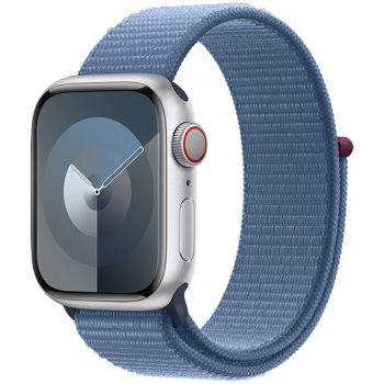 Apple SmartWatch Apple Watch S9, Cellular, 45mm Carcasa Aluminium Silver, Winter Blue Sport Loop