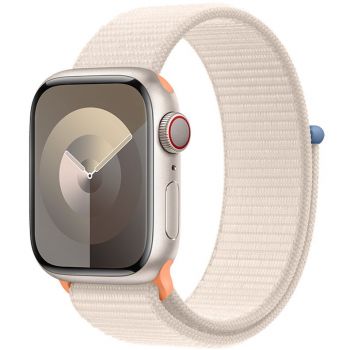 Apple SmartWatch Apple Watch S9, Cellular, 45mm Carcasa Aluminium Starlight, Starlight Sport Loop