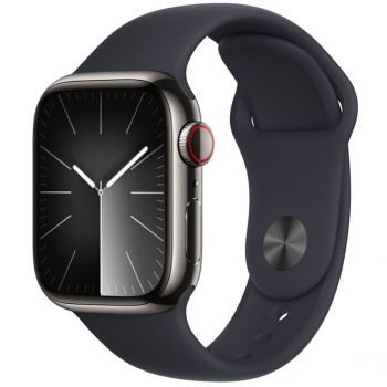 Apple SmartWatch Apple Watch S9, Cellular, 45mm Carcasa Stainless Steel Graphite, Midnight Sport Band - M/L