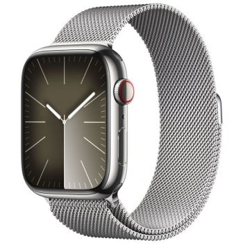 Apple SmartWatch Apple Watch S9, Cellular, 45mm Carcasa Stainless Steel Silver, Silver Milanese Loop de firma original