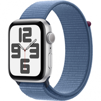 Apple Smartwatch Apple Watch SE (2023) GPS, Retina LTPO OLED Capacitive touchscreen 1.57, Bluetooth, Wi-Fi, Bratara Sport Loop, Carcasa Aluminiu 44mm, Rezistent la apa, Albastru deschis de firma original