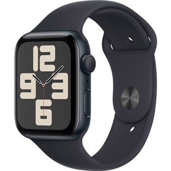 Apple Smartwatch Apple Watch SE (2023) GPS, Retina LTPO OLED Capacitive touchscreen 1.78, Bluetooth, Wi-Fi, Bratara Silicon M/L, Carcasa Aluminiu 44mm, Rezistent la apa, Negru