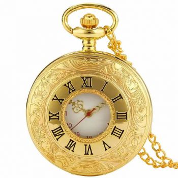 Ceas de buzunar MBrands cu lant, Quartz, culoare auriu de firma original