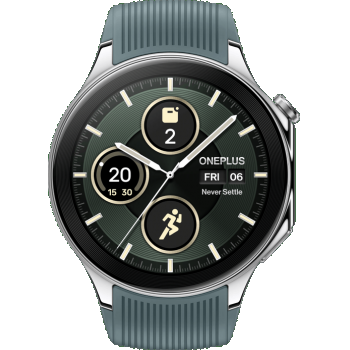 Ceas inteligent Smartwatch OnePlus Watch 2, 46mm, Ecran 1.43inch, Procesor Snapdragon W5 Gen 1, 2GB RAM, 32GB Flash, GPS, Bluetooth, Wi-Fi, 100 ore Autonomie, 100+ Moduri Sport (Argintiu)