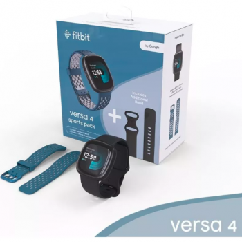 Fitbit Ceas activity tracker Fitbit Versa 4, GPS, NFC, Bluetooth, Waterproof, 2 curele incluse, Negru de firma original