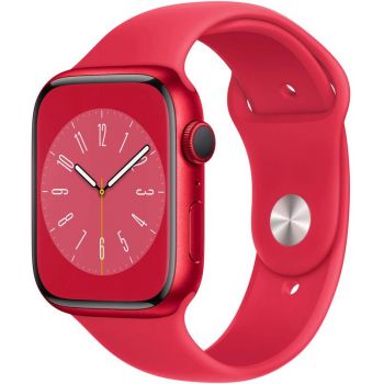 SmartWatch Apple Watch S8, 45mm Aluminium (Product) Red cu (Product) Red Sport Band Regular, GPS + Cellular de firma original