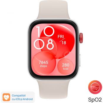 Smartwatch Huawei Watch Fit 3, Silver with White Fluoroelastomer Strap ieftin