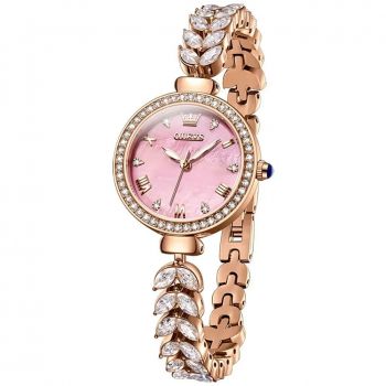 Ceas de dama Olevs CS1612, otel inoxidabil, rose gold, cadran roz