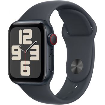 SmartWatch Apple Watch SE (2024), 40mm Aluminium Midnight cu Midnight Sport Band - S/M, GPS + Cellular