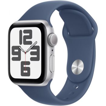 SmartWatch Apple Watch SE (2024) v3, GPS, 40mm Aluminium Silver cu Denim Sport Band - M/L ieftin