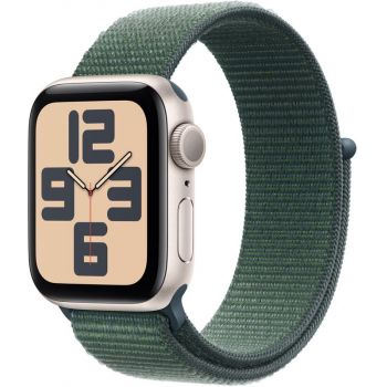SmartWatch Apple Watch SE (2024) v3, GPS, 40mm Aluminium Starlight cu Lake Green Sport Loop ieftin