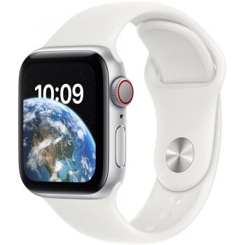 Apple Apple Watch SE 2 (2022), GPS, Cellular, Carcasa Aluminium 40mm, White Sport Band, Alb