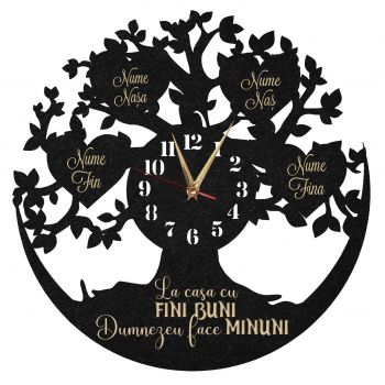 Ceas cadou pentru fini buni copac cu inimi - Diametru 35 cm