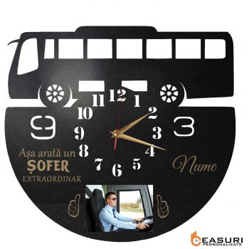 Ceas de perete cu poza pentru soferi de autobuz - Diametru 35 cm