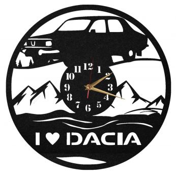 Ceas de perete personalizat I love Dacia - Diametru 45 cm