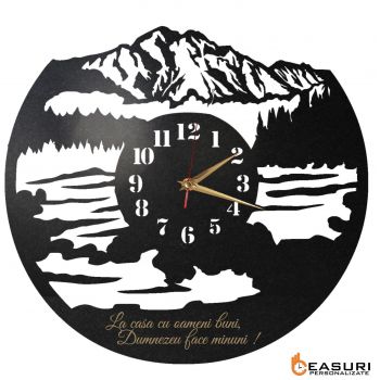 Ceas Munte Apa cu Mesaj La casa cu oameni buni - Diametru 45 cm