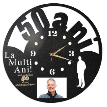 Ceas Personalizat 50 de ani cu varsta si poza - Diametru 35 cm