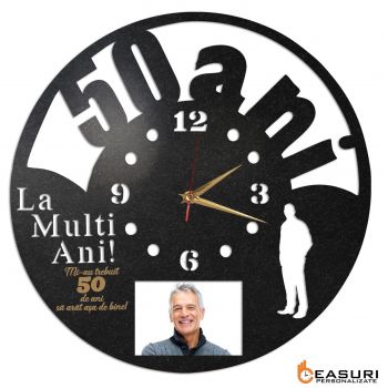Ceas Personalizat 50 de ani cu varsta si poza - Diametru 45 cm