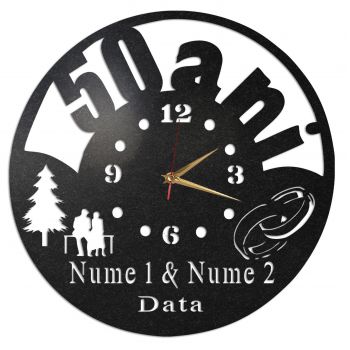 Ceas Personalizat Aniversare 50 Ani Casatorie - Diametru 35 cm