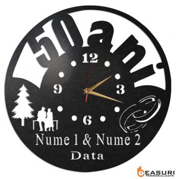 Ceas Personalizat Aniversare 50 Ani Casatorie - Diametru 35 cm