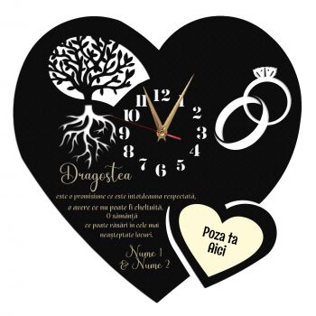 Ceas personalizat aniversare casatorie copacul vietii Dragostea - Diametru 45 cm