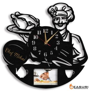 Ceas personalizat cadou bucatar 03 cu poza - Diametru 35 cm