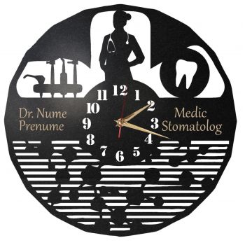 Ceas personalizat cadou doctorita medic stomatolog - Diametru 45 cm