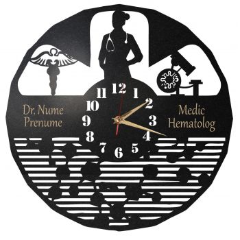 Ceas personalizat cadou medic hematolog doctorita - Diametru 45 cm