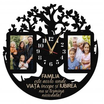 Ceas Personalizat Copacul Vietii cu Poze pentru Familie - Diametru 45 cm