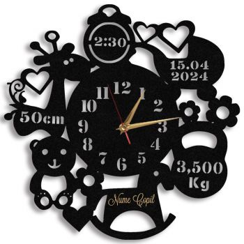 Ceas Personalizat cu Datele de Nastere Nou Nascut 01 - Diametru 35 cm