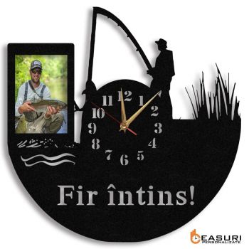 Ceas Personalizat pentru pescari cu poza Fir intins 05 - Diametru 35 cm