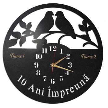 Ceas Personalizat Porumbei 10 Ani impreuna - Diametru 35 cm