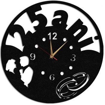 Ceas Personalizat Aniversare 25 Ani Casatorie - Diametru 45 cm